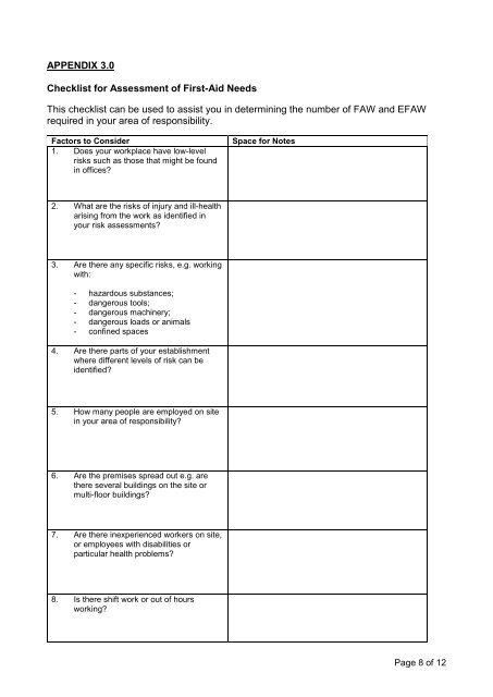 First Aid at Work Procedure - Southern Health and Social Care Trust