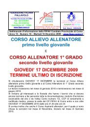 CORSO ALLIEVO ALLENATORE primo livello ... - FIPAV Como