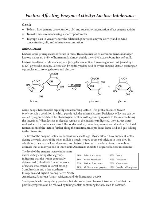 Factors Affecting Enzyme Activity: Lactose Intolerance