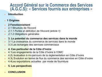 (AGCS): Â« Services fournis aux entreprises - ILEAP