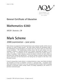 GCE Mathematics Written Mark Scheme June 2006 - Gosford Hill ...