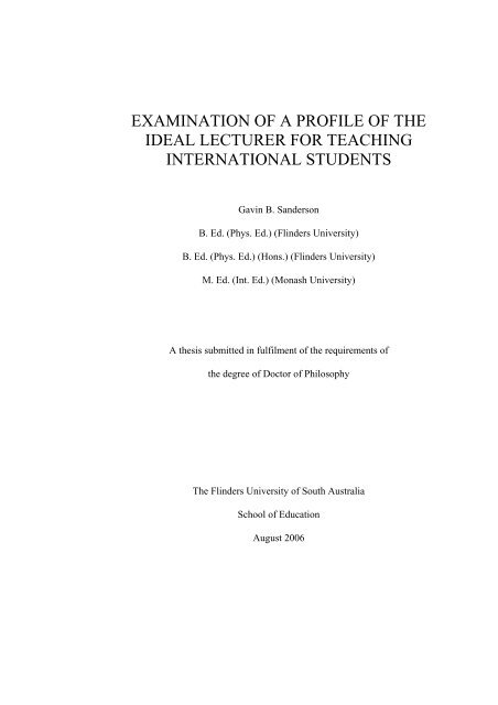 an examination of a profile of the ideal lecturer for ... - Study at UniSA