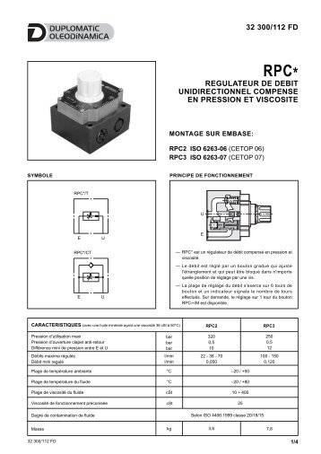 regulateur de debit unidirectionnel compense en ... - Duplomatic