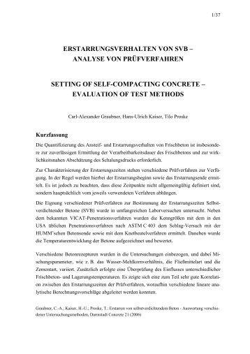evaluation of test methods - Institut fÃ¼r Massivbau