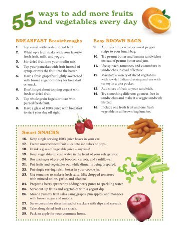 55 Ways to add more fruits and vegetables every day - Health ...