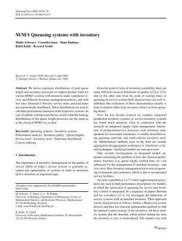 M/M/1 Queueing systems with inventory