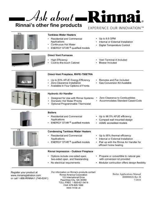 800000026 Rev B Boiler Applications Drawings - Rinnai