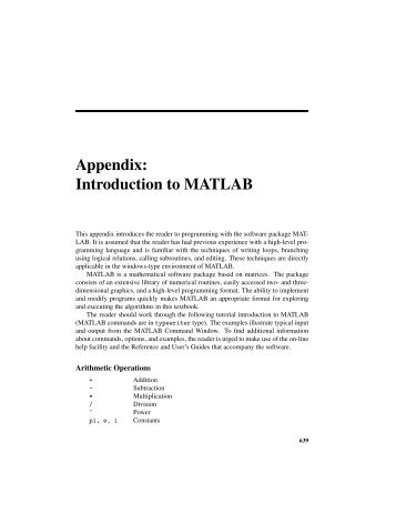 Appendix: Introduction to MATLAB