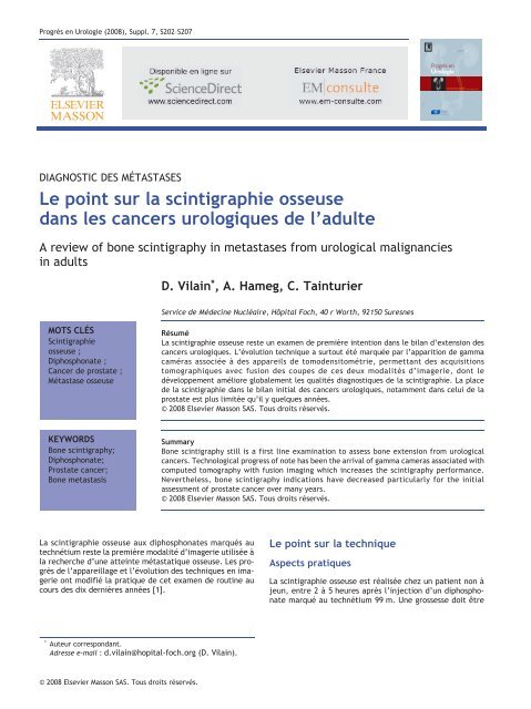 Le point sur la scintigraphie osseuse dans les cancers ... - Urofrance