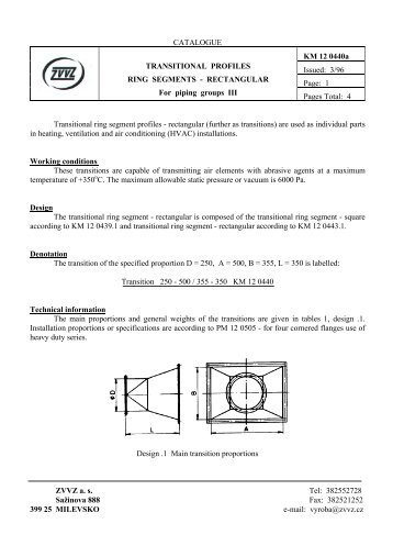 Transitional profiles ring segments - rectangular - ZVVZ a.s.