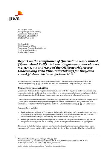 2010/11 and 2011/12 Audit Report - Queensland Rail