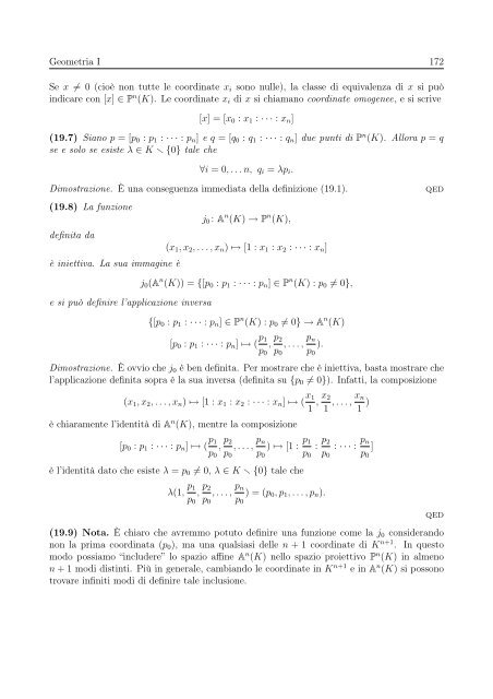 Â§ 19 Spazi proiettivi - Matematica e Applicazioni