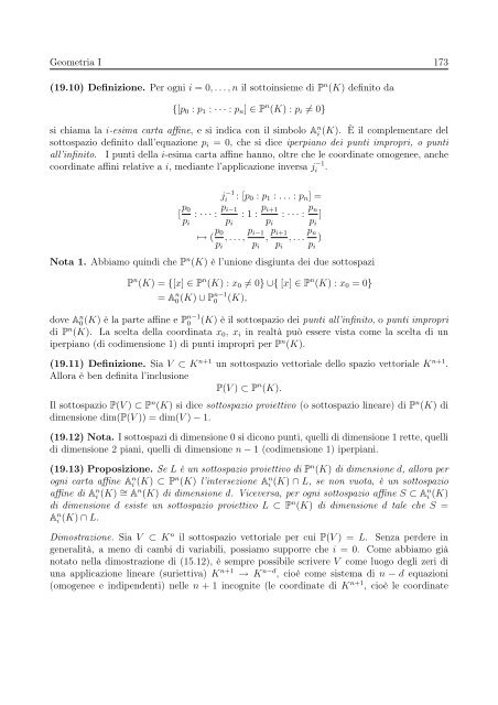 Â§ 19 Spazi proiettivi - Matematica e Applicazioni