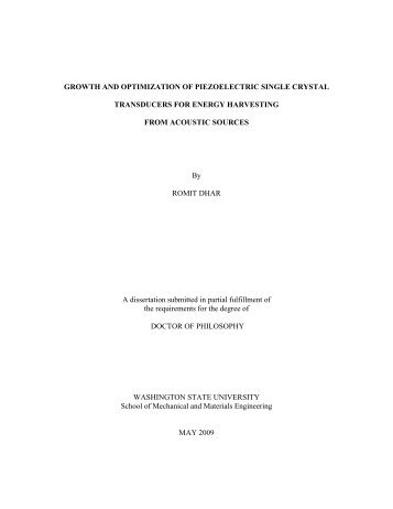 GROWTH AND OPTIMIZATION OF PIEZOELECTRIC SINGLE ...