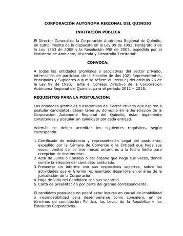 Aviso de Convocatoria Sector Privado - Corporación Autónoma ...