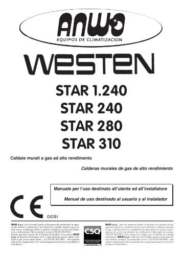 Baxi Westen Star 240 280 210 - Certened