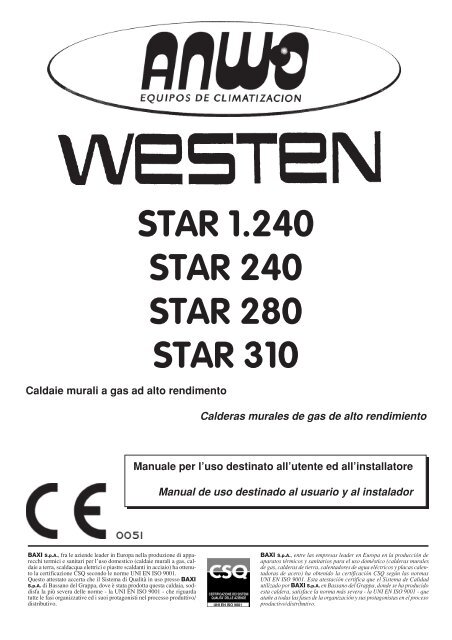 Baxi Westen Star 240 280 210 - Certened