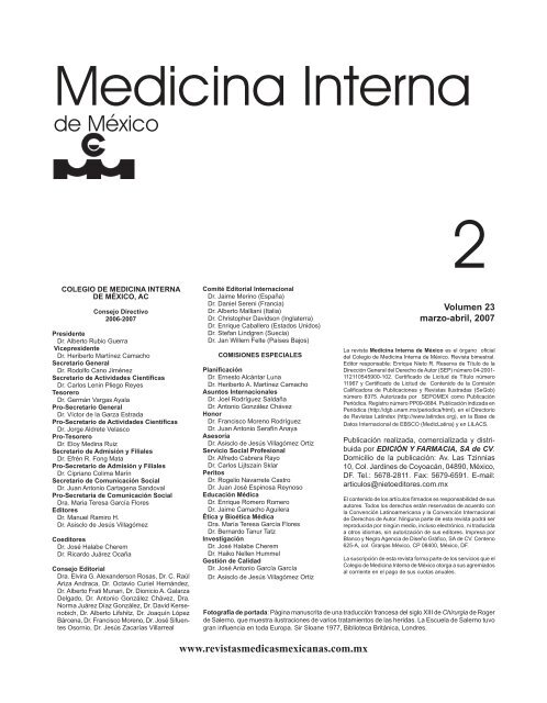 Marzo-Abril - Colegio de Medicina Interna de México AC | CMIM