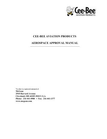Cee-bee Aviation Products Aerospace Approval Manual - McGean