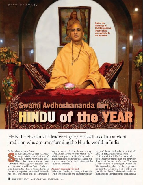 Hinduism Today January 2009 - Cover, Index, Front Articles