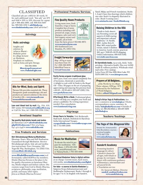 Hinduism Today January 2009 - Cover, Index, Front Articles