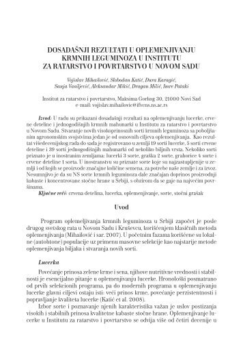 113-126 Dosadasnji rezultati ... Vojislav Mihailovic.pdf - NS seme