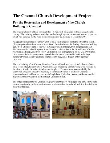 Chennai, India church - the International Council of Unitarians and ...