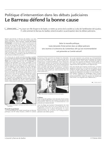 Politique d'intervention dans les débats judiciaires – Le Barreau ...