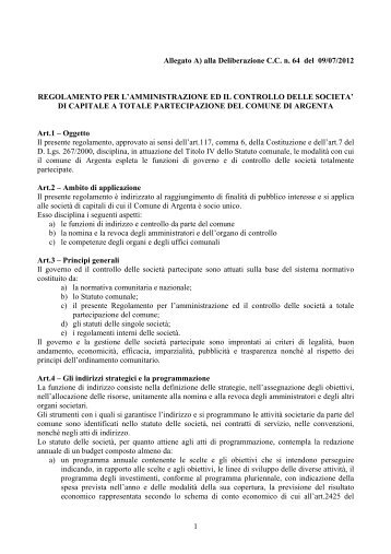 Allegato A) alla Deliberazione C.C. n. 64 del 09/07/2012 ...