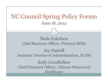 NC Council Spring Policy Forum - NC Council of Community Programs