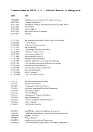 Courses offered in Fall 2011-12 â School of Business & Management