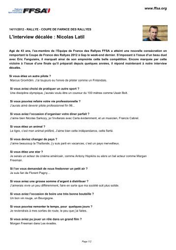 L'interview dÃ©calÃ©e : Nicolas Latil - FFSA