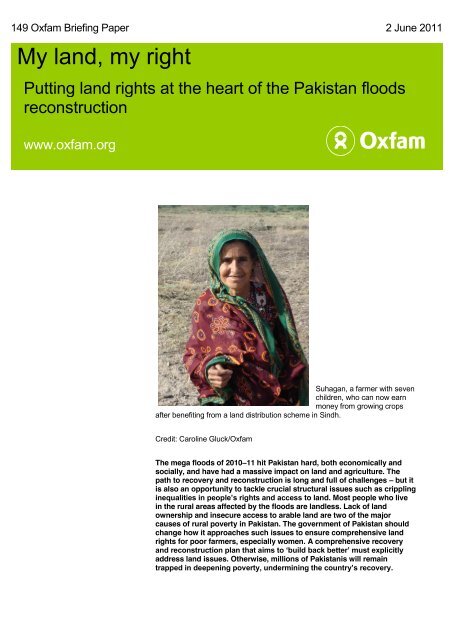 Briefing Note Pakistan Land Rights - Oxfam Blogs