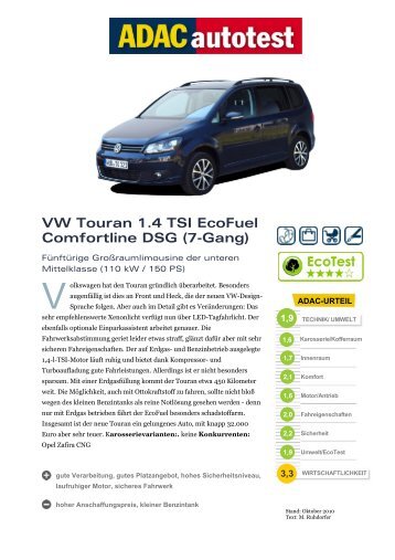 VW Touran 1.4 TSI EcoFuel Comfortline DSG (7 ... - Volkswagen AG
