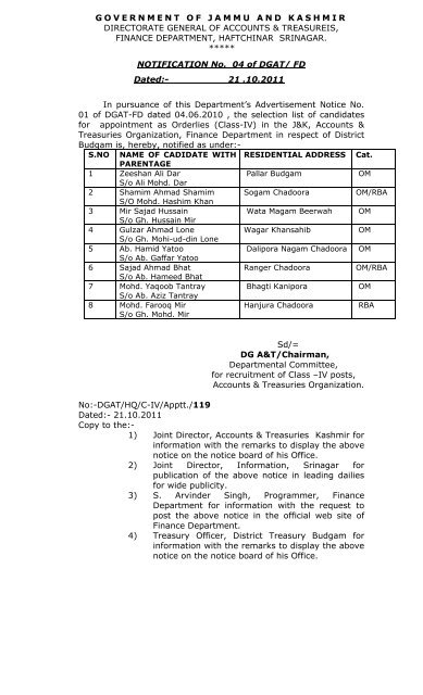 government of jammu and kashmir directorate general of accounts ...