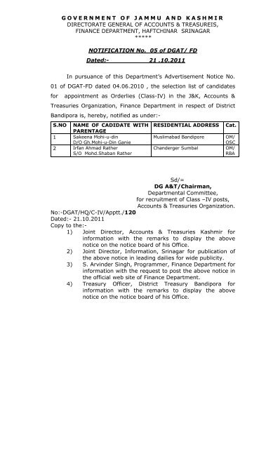 government of jammu and kashmir directorate general of accounts ...