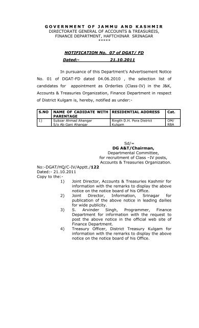 government of jammu and kashmir directorate general of accounts ...