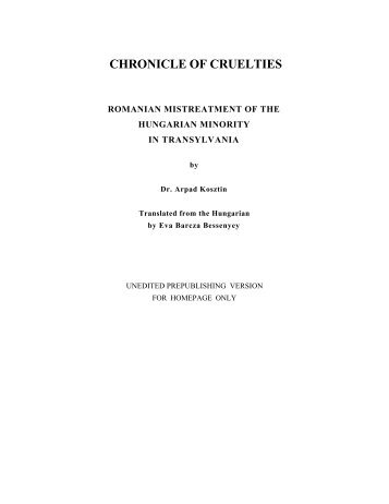 CHRONICLE OF CRUELTIES - Corvinus Library - Hungarian History