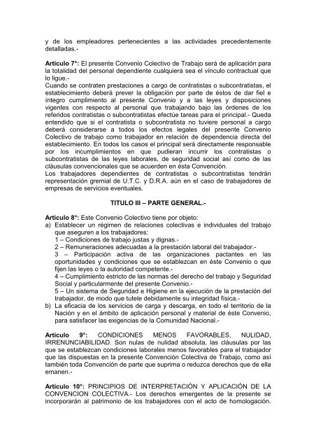 CONVENCION COLECTIVA DE TRABAJO NË 169/91 - Ministerio de ...