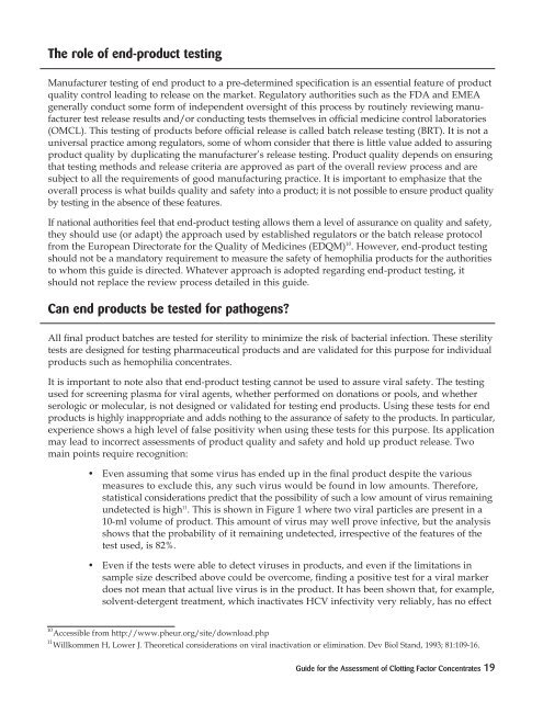 Guide for the Assessment of Clotting Factor Concentrates