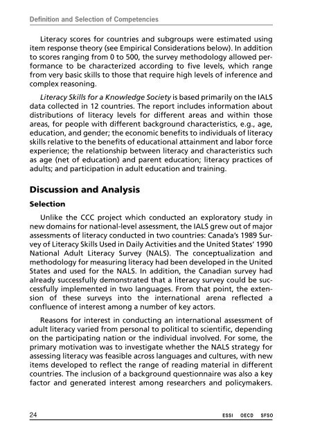 Projects on Competencies in the OECD Context - Analysis - DeSeCo