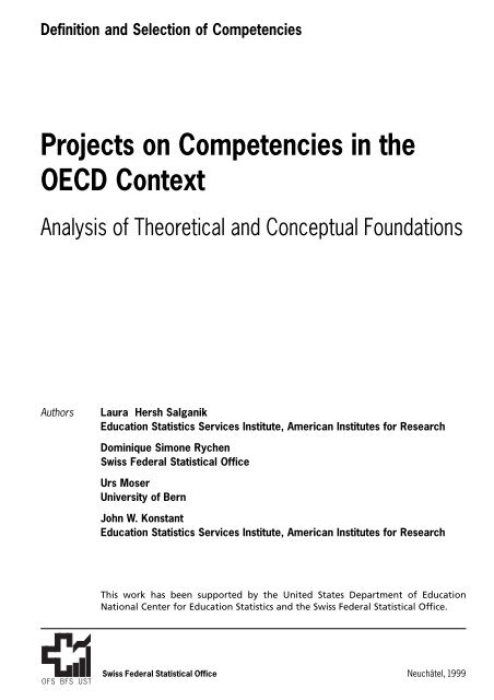 Projects on Competencies in the OECD Context - Analysis - DeSeCo