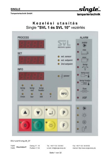 SVL 1/10 VezÃ©rlÃ©s - kezelÃ©si utasÃ­tÃ¡s / Control system - SINGLE ...