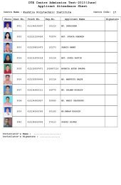 DTE Centre Admission Test-2013(June) Applicant Attendance Sheet