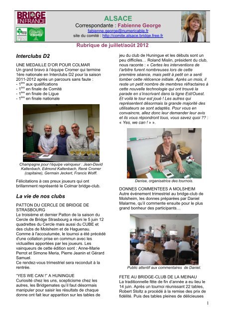 lire la rubrique - FÃ©dÃ©ration FranÃ§aise de Bridge