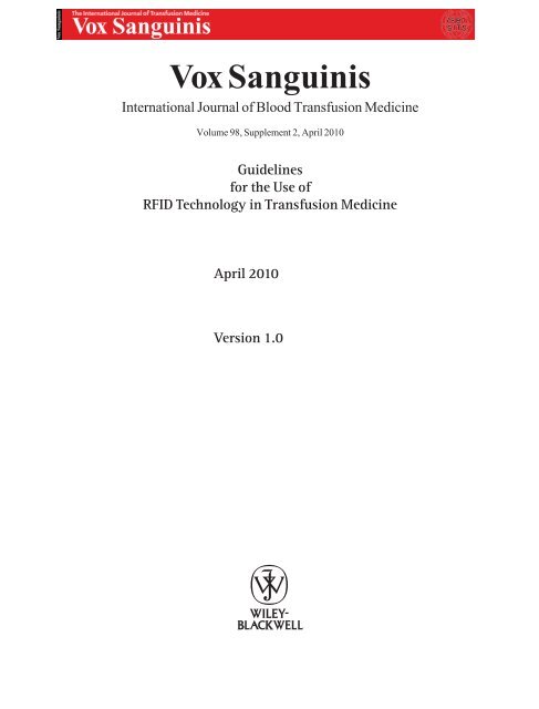 Guidelines for the Use of RFID Technology in Transfusion Medicine
