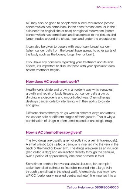 AC chemotherapy Factsheet - Breast Cancer Care