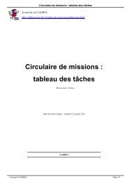 Circulaire de missions : tableau des tÃ¢ches - Fadben