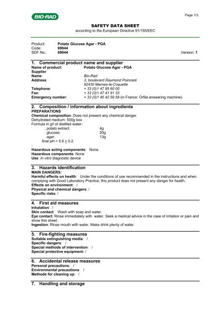 69044 Potato-glucose (PGA) medium.pdf - BIO-RAD