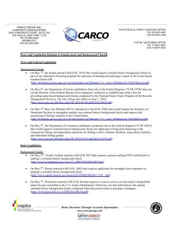 Legi-Scan Alert™ 5/14/10 - CARCO Group, Inc.